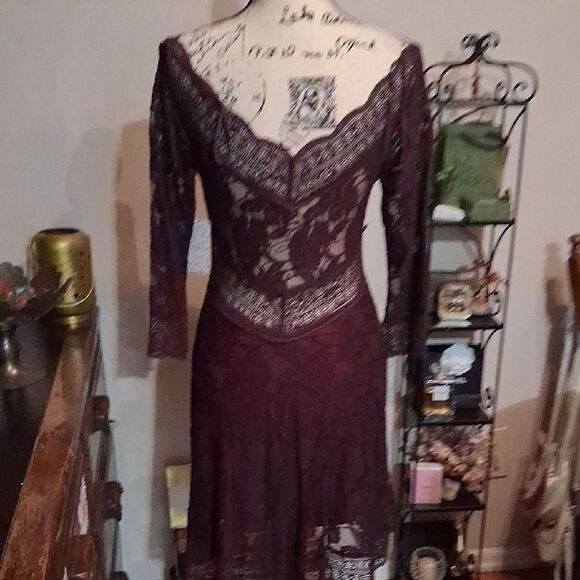 NWT FREE PEOPLE Lace Burgundy EGGPLANT Dress Size Small - Picture 8 of 10